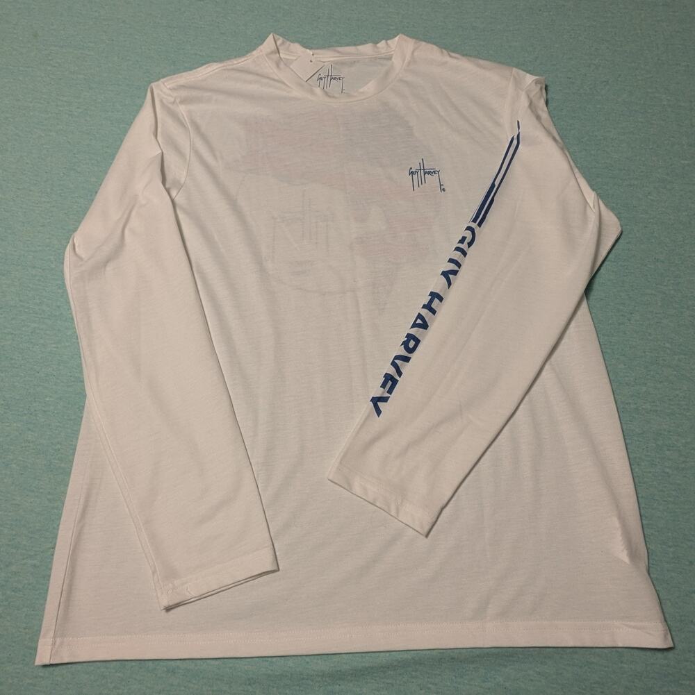 Guy Harvey White Long Sleeve T Shirt Size Large Fishing Graphic NWT